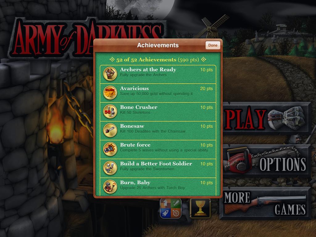 Unlock All Achievement in Game Center of the Game Army of Darkness